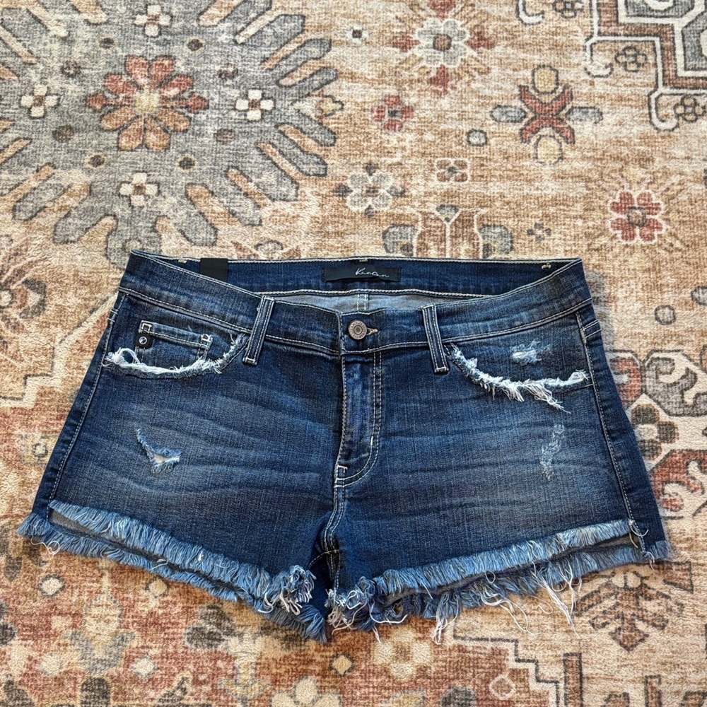 KanCan Dark Blue Distressed Jean Shorts